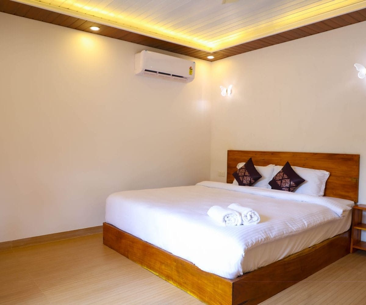 Spacious bedroom inside Luxury Chalet at boutique resort in Canacona South Goa